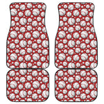 Red Baseball Pattern Print Front and Back Car Floor Mats