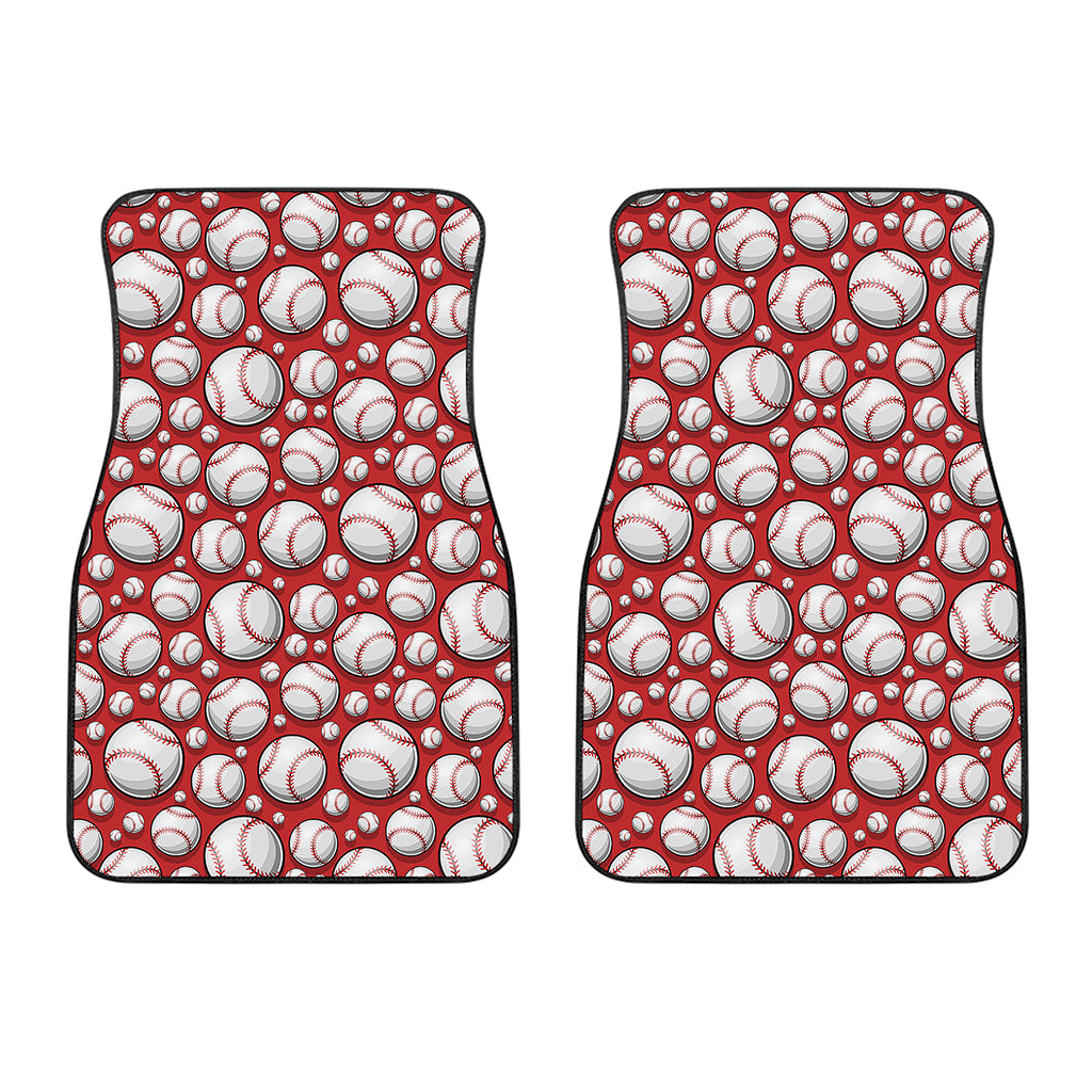 Red Baseball Pattern Print Front Car Floor Mats