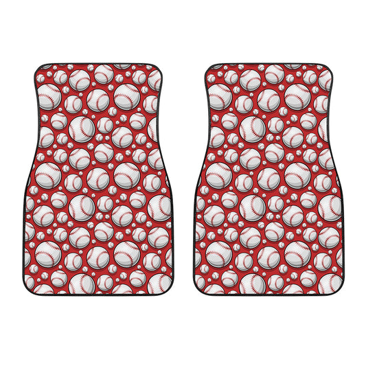 Red Baseball Pattern Print Front Car Floor Mats