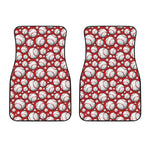 Red Baseball Pattern Print Front Car Floor Mats
