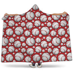 Red Baseball Pattern Print Hooded Blanket
