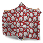 Red Baseball Pattern Print Hooded Blanket