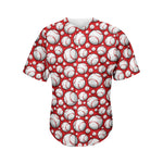 Red Baseball Pattern Print Men's Baseball Jersey