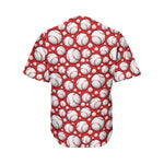 Red Baseball Pattern Print Men's Baseball Jersey