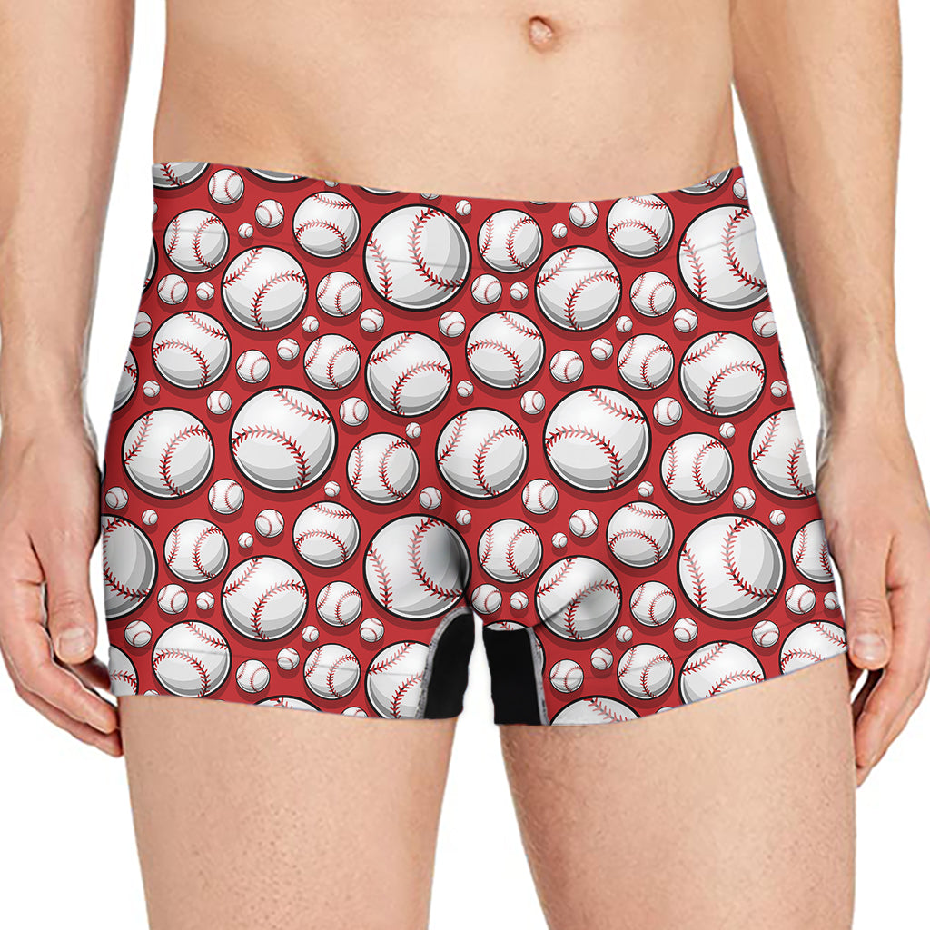 Red Baseball Pattern Print Men's Boxer Briefs