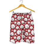Red Baseball Pattern Print Men's Shorts