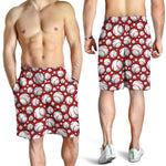 Red Baseball Pattern Print Men's Shorts