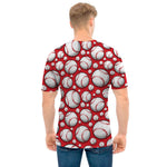 Red Baseball Pattern Print Men's T-Shirt