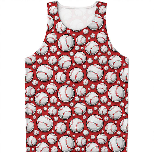 Red Baseball Pattern Print Men's Tank Top
