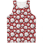 Red Baseball Pattern Print Men's Tank Top