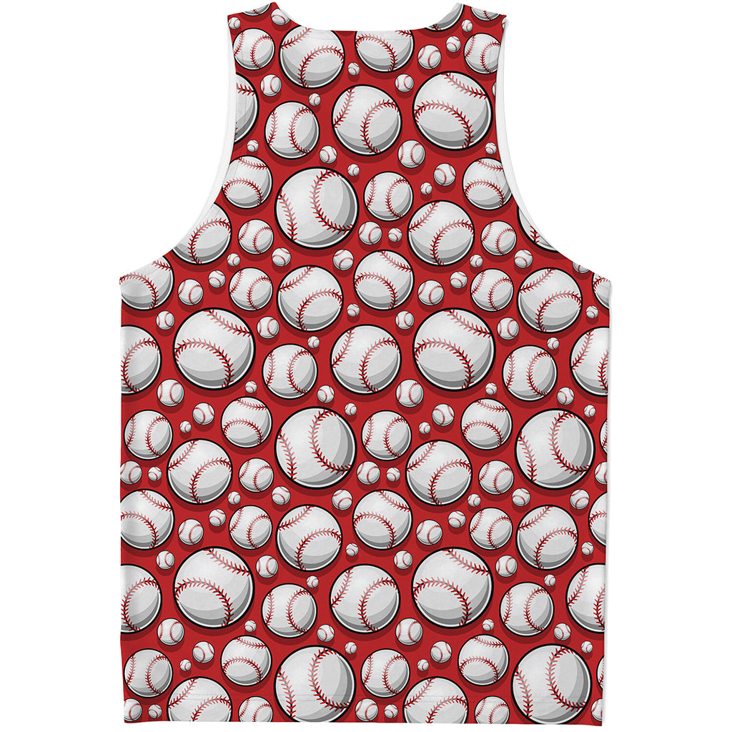 Red Baseball Pattern Print Men's Tank Top
