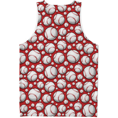 Red Baseball Pattern Print Men's Tank Top