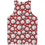Red Baseball Pattern Print Men's Tank Top