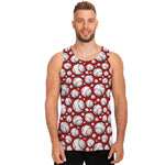 Red Baseball Pattern Print Men's Tank Top