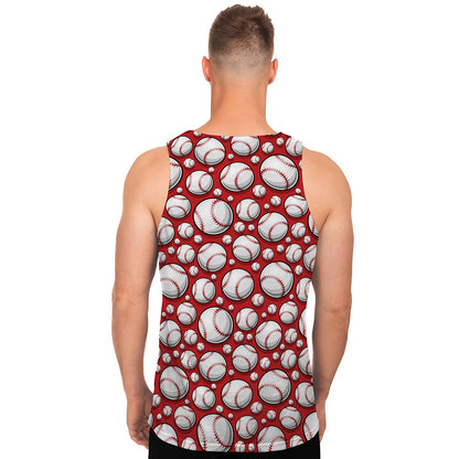 Red Baseball Pattern Print Men's Tank Top