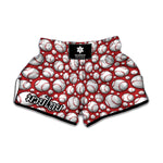 Red Baseball Pattern Print Muay Thai Boxing Shorts