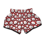 Red Baseball Pattern Print Muay Thai Boxing Shorts