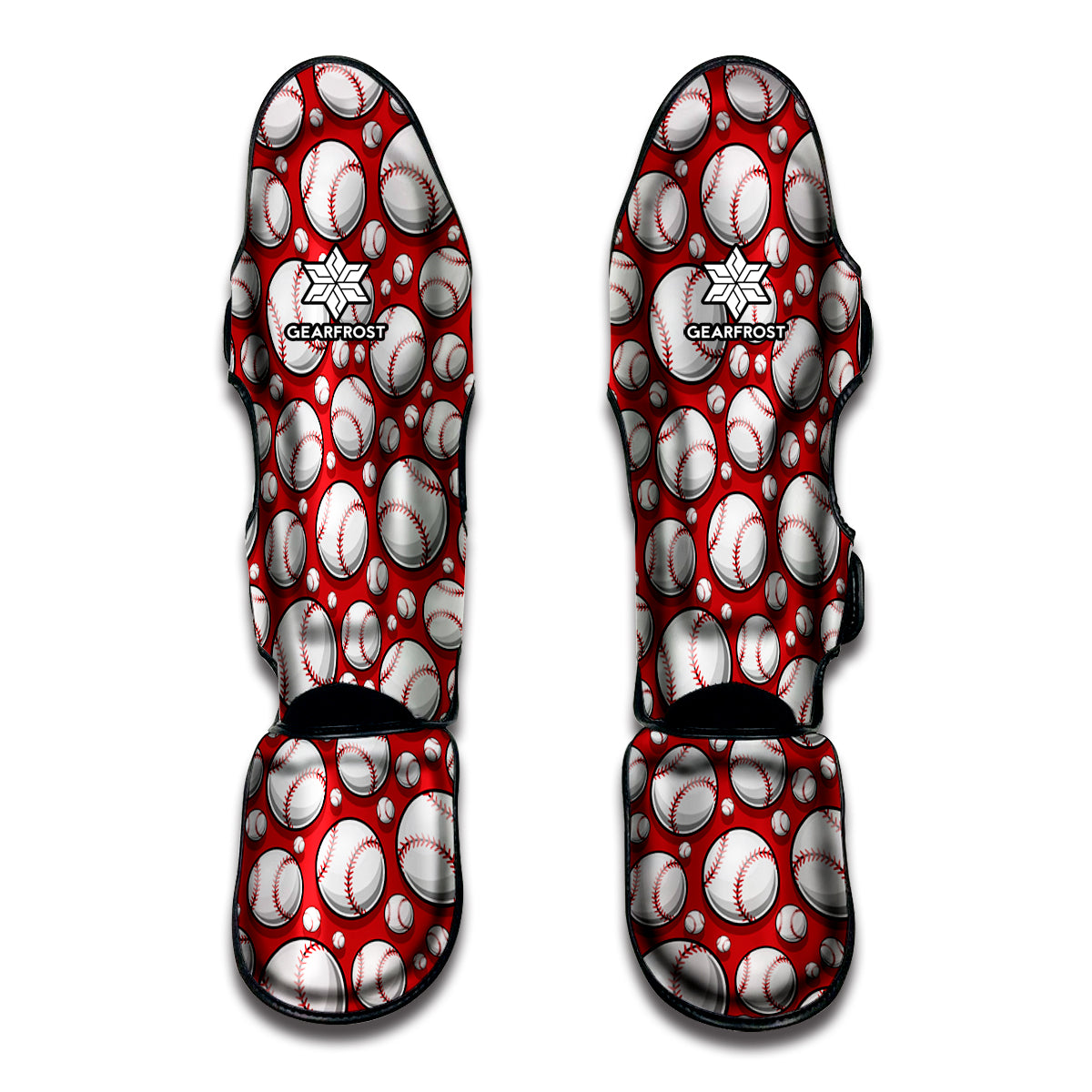 Red Baseball Pattern Print Muay Thai Shin Guard