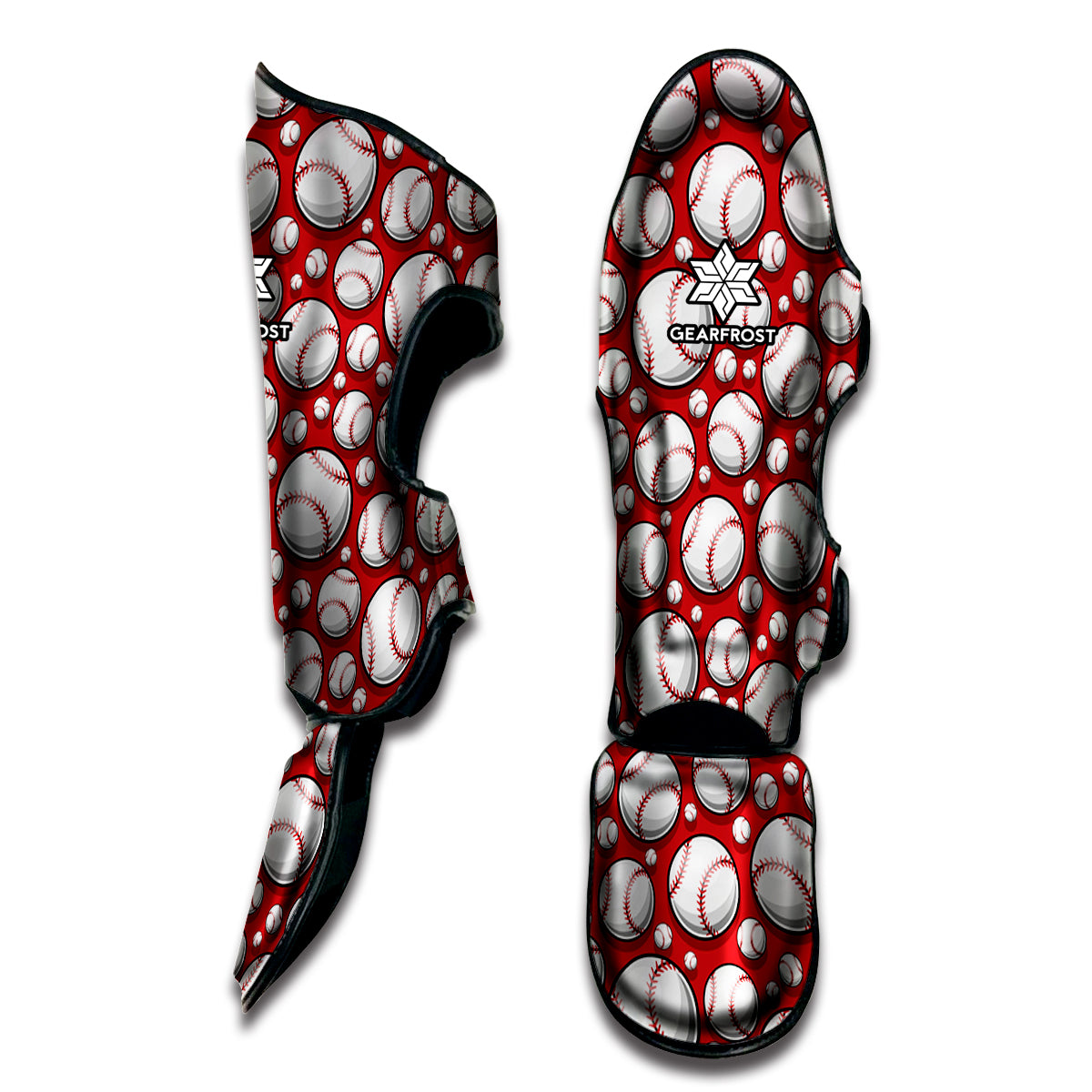 Red Baseball Pattern Print Muay Thai Shin Guard