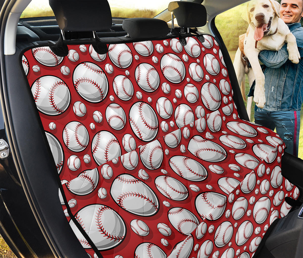 Red Baseball Pattern Print Pet Car Back Seat Cover