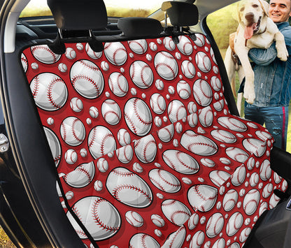 Red Baseball Pattern Print Pet Car Back Seat Cover