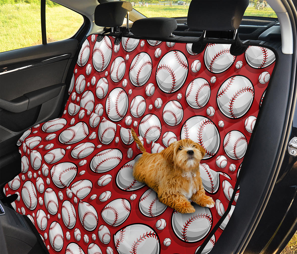 Red Baseball Pattern Print Pet Car Back Seat Cover