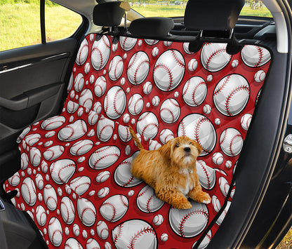 Red Baseball Pattern Print Pet Car Back Seat Cover