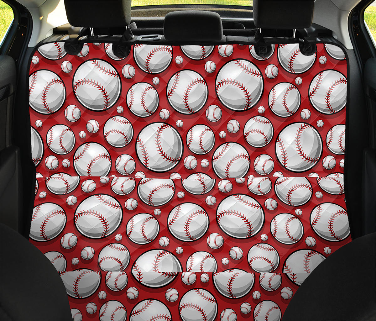 Red Baseball Pattern Print Pet Car Back Seat Cover