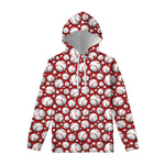 Red Baseball Pattern Print Pullover Hoodie