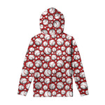 Red Baseball Pattern Print Pullover Hoodie