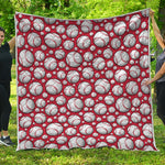 Red Baseball Pattern Print Quilt