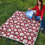 Red Baseball Pattern Print Quilt