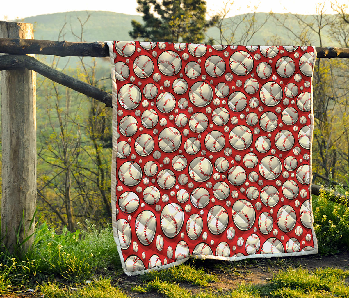 Red Baseball Pattern Print Quilt