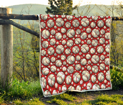 Red Baseball Pattern Print Quilt