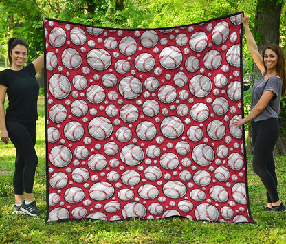 Red Baseball Pattern Print Quilt