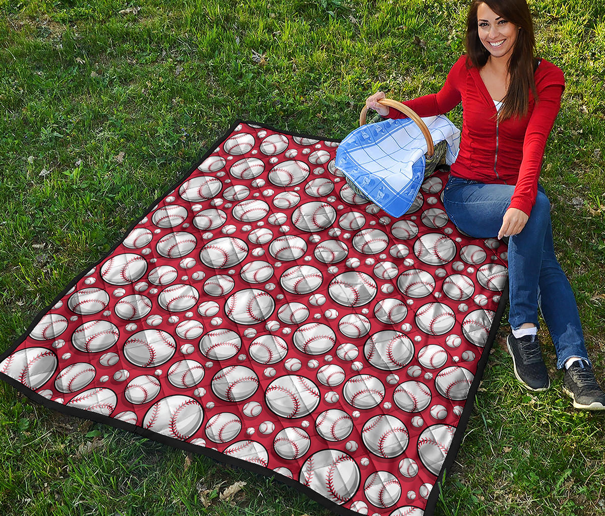 Red Baseball Pattern Print Quilt