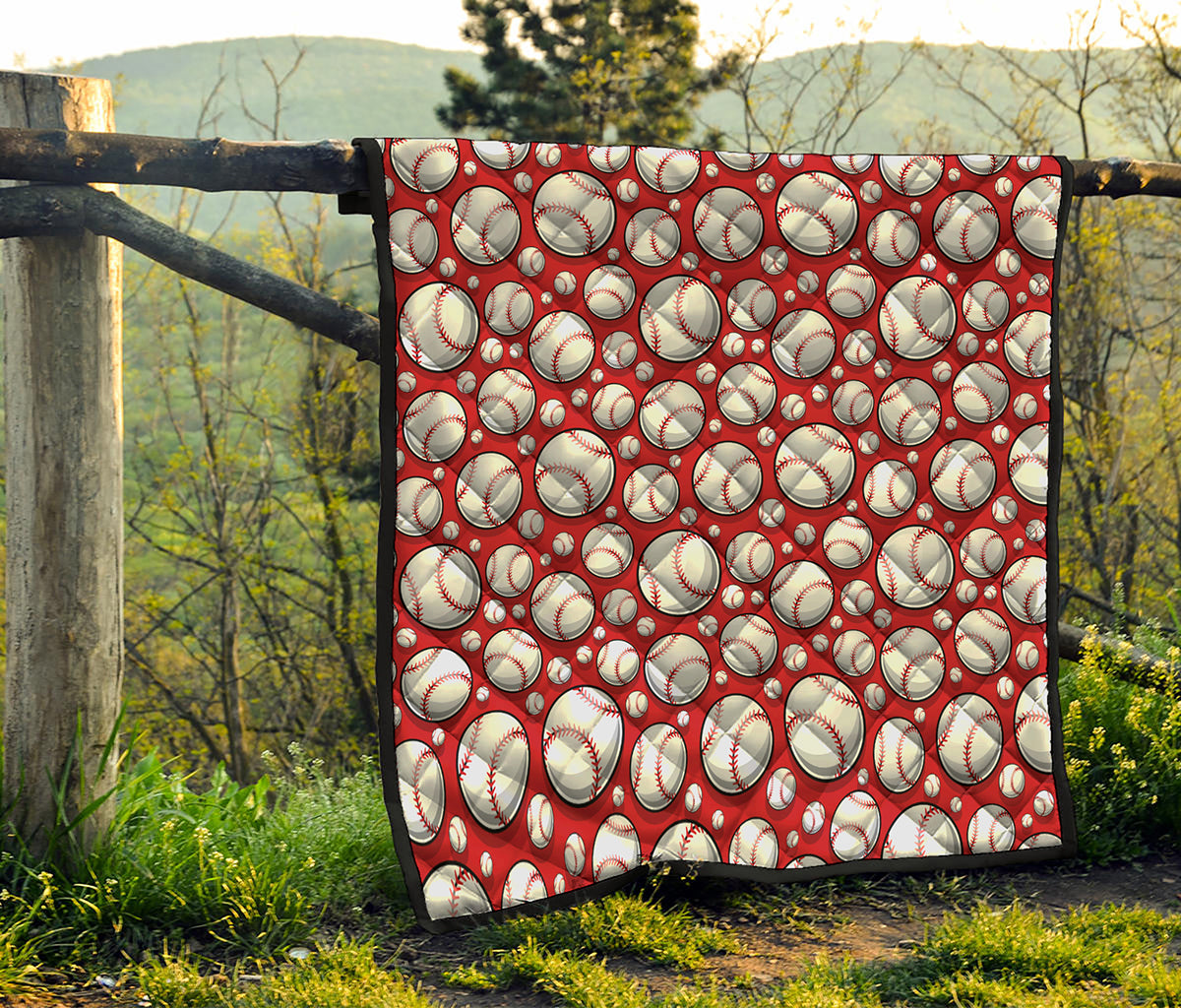 Red Baseball Pattern Print Quilt