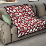 Red Baseball Pattern Print Quilt