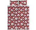 Red Baseball Pattern Print Quilt Bed Set