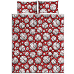 Red Baseball Pattern Print Quilt Bed Set