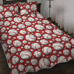Red Baseball Pattern Print Quilt Bed Set