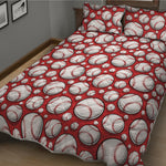 Red Baseball Pattern Print Quilt Bed Set