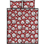 Red Baseball Pattern Print Quilt Bed Set