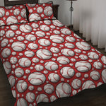 Red Baseball Pattern Print Quilt Bed Set