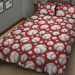 Red Baseball Pattern Print Quilt Bed Set