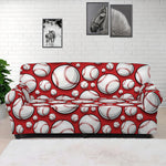 Red Baseball Pattern Print Sofa Cover