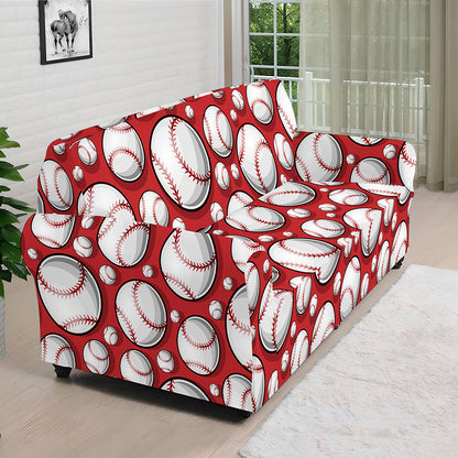 Red Baseball Pattern Print Sofa Cover