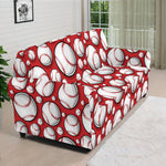 Red Baseball Pattern Print Sofa Cover