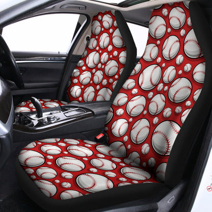 Red Baseball Pattern Print Universal Fit Car Seat Covers