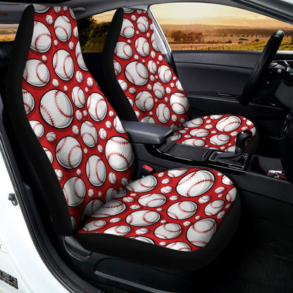 Red Baseball Pattern Print Universal Fit Car Seat Covers